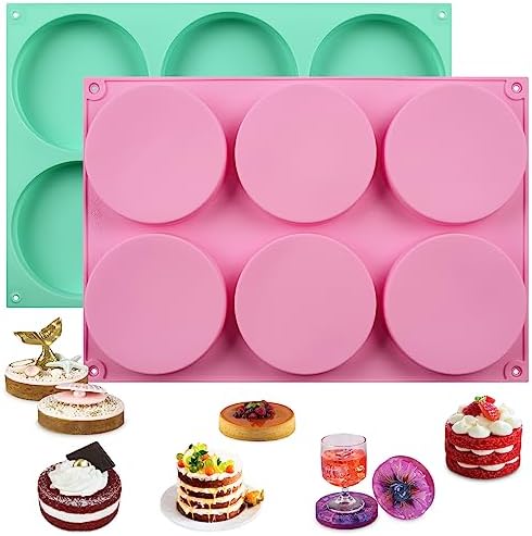 HUAKENER 2 Pcs Silicone Muffin Top Pan for Baking, 4 Inch Round Baking Mold