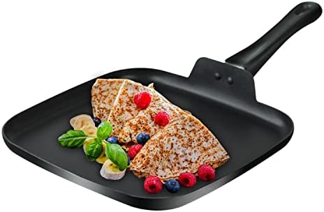 10 Inch Square Griddle Pan, Nonstick Grill Pan for Cooking Eggs, Omelettes, and More, Griddle Cookware, PFOA Free