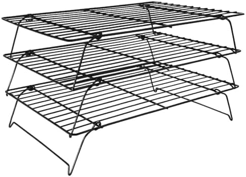3-Tier Stackable Cooling Rack for Baking – 16" x 10" Carbon Steel Cookie Cooling Racks, Collapsible Space-Saving Design with Tight Grid, Dishwasher Safe – Dependable Industries