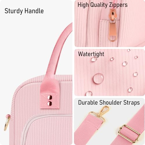 Lunch Bag Large Insulated Lunch Box for Women Men Adult Cute Pink Lunchbox Corduroy Lunch Bags Boxes Pail with Adjustable Shoulder Strap for Work Mom Picnic Office Travel 11.4×6.8×9.1 inches 11.5L
