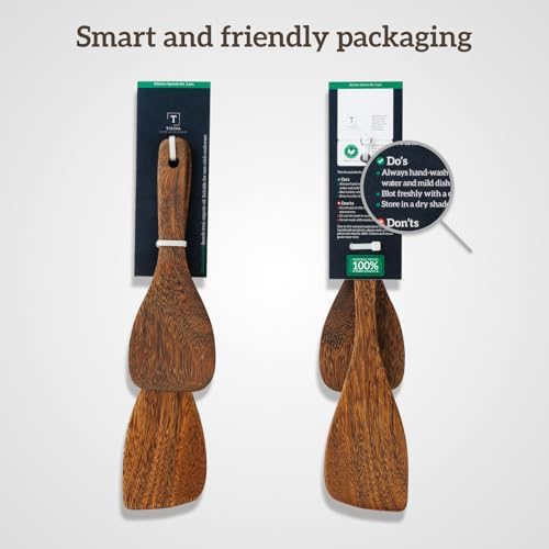 Chicken Wing Wood Spatula Set of 2, Natural Wooden Cooking Utensils for Nonstick Pans, 8.7” & 13” Turner Spatulas for Eggs, Pancakes, Fish & Stir-Fry