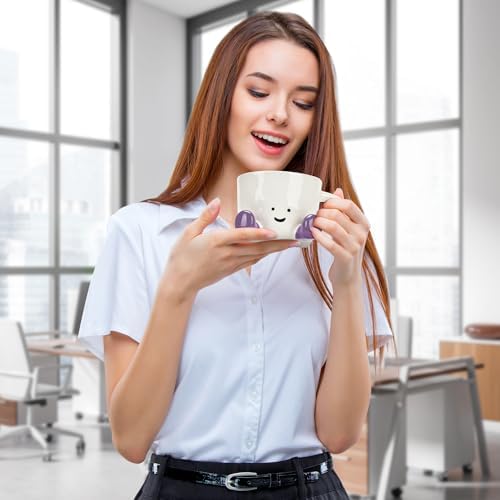 Coffee Mugs,Cute funny Mug For Women, 380ml Unique Ceramic Coffee Tea Cups, Office Mug Gift (violet)