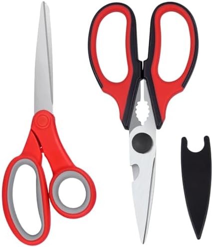 Left Handed Scissors and Left Handed Kitchen Scissors (2 Pack)