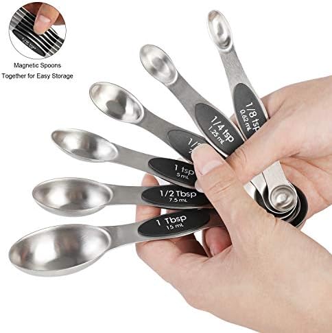 Magnetic Measuring Spoons Set of 6 Dual Sided Stackable Measuring Spoons