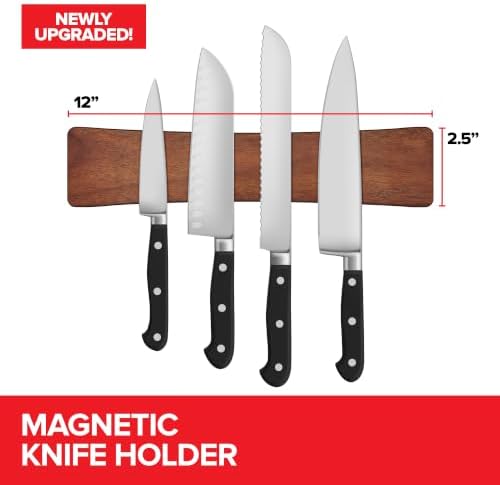 Modern Innovations Magnetic Knife Holder, 12 Inch, Acacia Wood