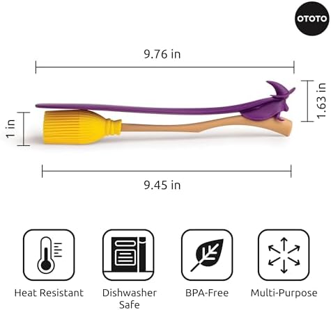 OTOTO Spatula and Pastry Brush - Silicone Heat Resistant and Basting Brush, Cooking and Baking Spatula, Spooky Witchy Gifts, Gothic Kitchen Halloween Gifts, Unique Kitchen Gadgets (Witchin)