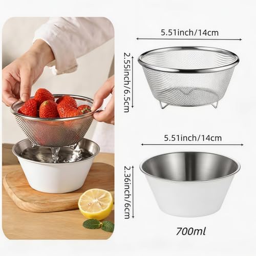 Mini Colander with Small Mixing Strainer Bowl,Small Strainer for Fruit,Rice