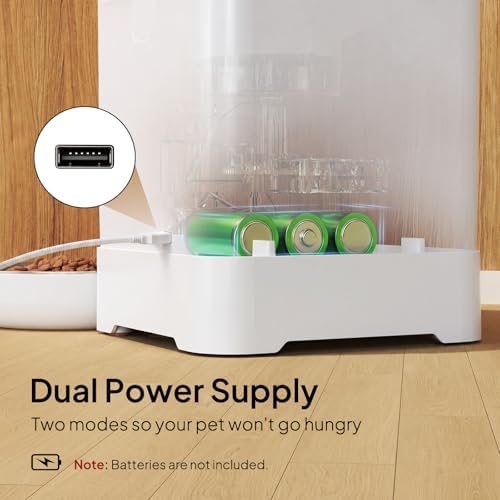 VOLUAS Automatic Cat Feeder for Two Cats with Dual Stainless Bowls, 6L