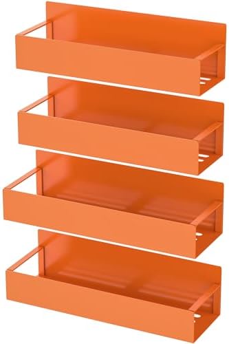 HuggieGems Metal Magnetic Spice Rack for Refrigerator Orange, 4 Pack