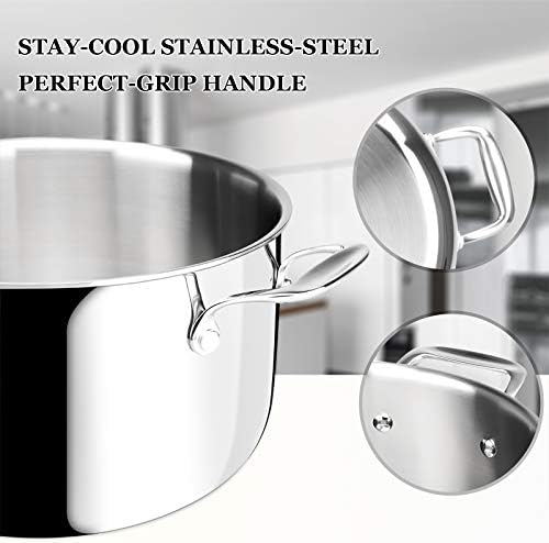 Duxtop Tri-Ply Stainless Steel Stock Pot with Lid 6.5 Quart