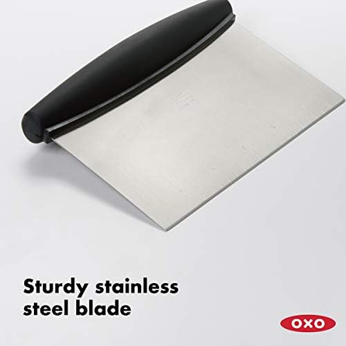 OXO Good Grips Chef's Mandoline Slicer 2.0, Black & Steel and OXO Good Grips Stainless Steel Scraper & Chopper,Silver/Black