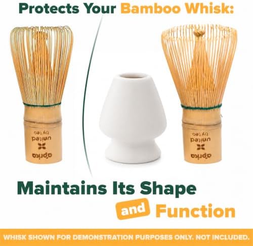 Aprika Life Matcha Whisk White Holder, Ceramic Chasen Stand for Bamboo Whisk, Japanese Tea Ceremony Accessory