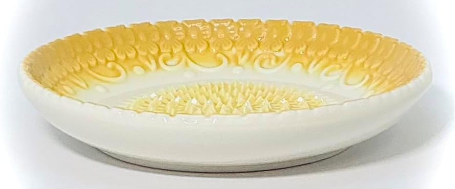 BonCera, Premium Ceramic Garlic Grater Plate Set - Yellow Embossed