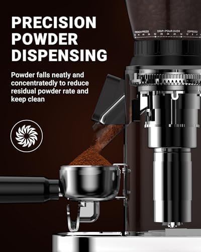 AMZCHEF Burr Coffee Grinder, 45 Settings, Anti-Static Burr Mill