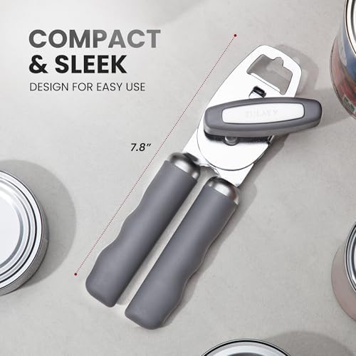 Zulay Kitchen Manual Can Opener Heavy Duty Patented Stainless Steel, Gray