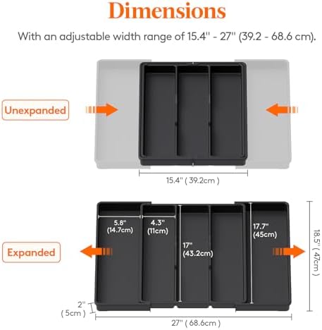 Lifewit Utensil Organizer for Kitchen Drawers, Expandable Utensil Tray