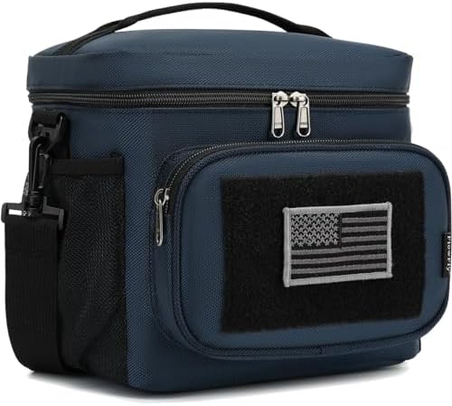 FlowFly Lunch Bag, Insulated Cooler, Thermal Lunch Box Tote with MOLLE/PALS Webbing, Adjustable Padded Shoulder Strap, for Tactical Men Women Adults and Boys Girls Kids (Cyan, Large)