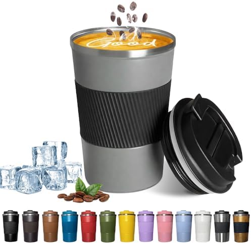 Insulated Travel Coffee Mug, Stainless Steel Coffee Cup with Leakproof Lid