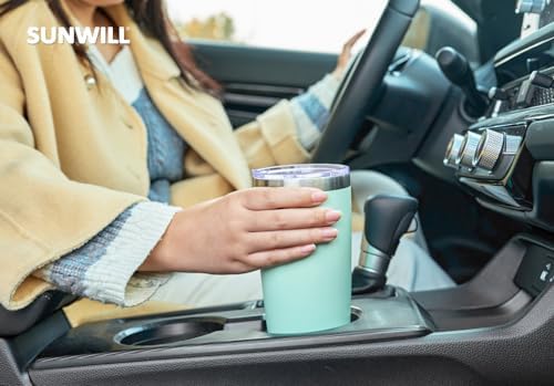 SUNWILL Travel Coffee Mug with Lid, 20 oz Tumbler Set of 2, Insulated Stainless Steel Cup for Water, Tea, Powder Coated Sakura & Mint