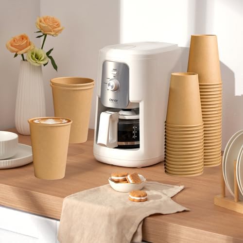 Clawsoff 1000 Pack 12 oz Paper Cups Brown Kraft Disposable Hot Coffee Cups