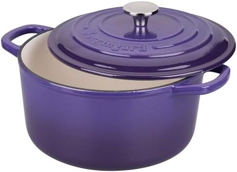 VORRINGARD Enameled Cast Iron Dutch Oven Pot with Lid, for Sourdough Bread Baking, Round Dutch Ovens, 4.5 Quart, Purple