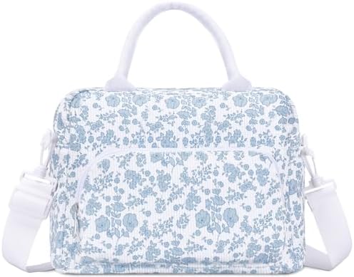 GASSDA Lunch Box for Women Insulated Lunch Bag Women Adult Cute Lunch Bags Reusable Lunchbox Cooler Tote Bag for Work Picnic (Blue-Floral)