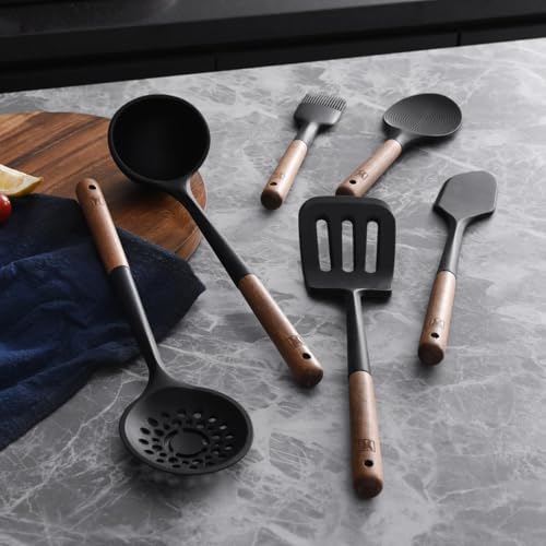 WAGENSTEIGER Silicone Rice Paddle with Wooden Handles: Non-Stick Rice Spoon, Mashed Potato Serving Spoon, Heat Resistant Cookware, Protects Surfaces with Gentle Head Design