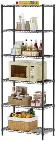 SINGAYE 6 Metal Shelves Wire Shelving Storage Shelf Adjustable Unit Pantry