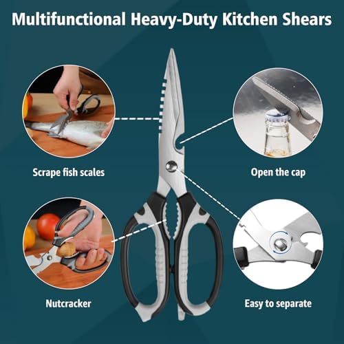 BoFuYuan Detachable Heavy Duty Kitchen Scissors for Food 9-Inch Green
