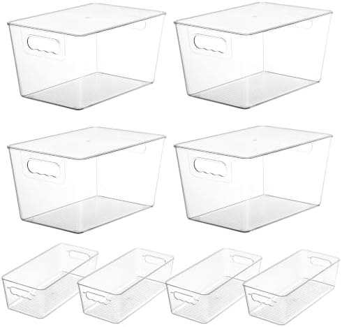 Vtopmart 8 Pack Clear Storage Bins with Lid Set for Pantry Organizer