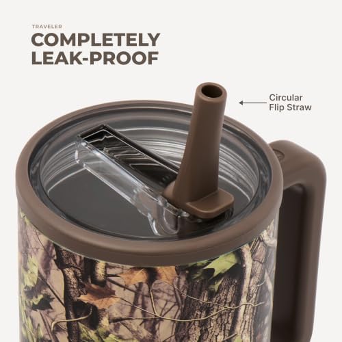 HydroJug Traveler 40oz, Insulated Tumbler with Handle & Straw, Woodland