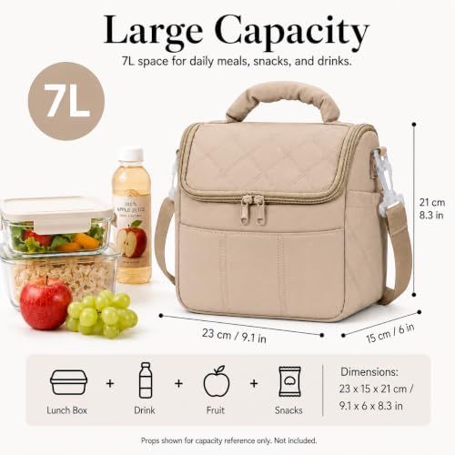 Lunch Bag for Women Small Insulated Lunch Box Quilted Puffer Lunch Tote