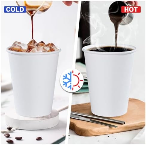 Lamosi 100 Pack 12 oz Paper Cups, Disposable Coffee Cups