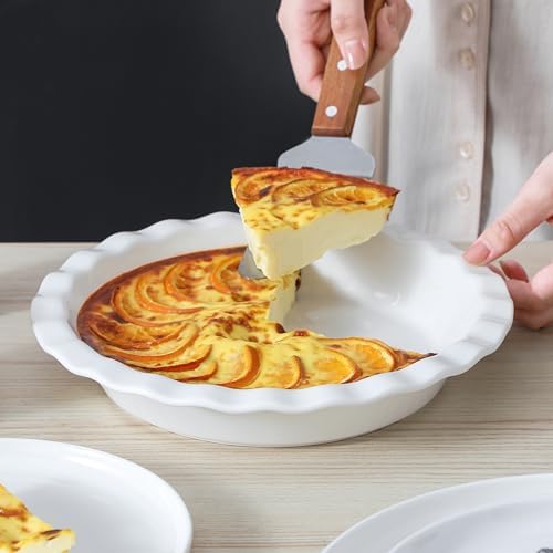 MALACASA 40 Oz Ceramic Pie Pan 9 Inch, Fluted Pie Dish for Quiche