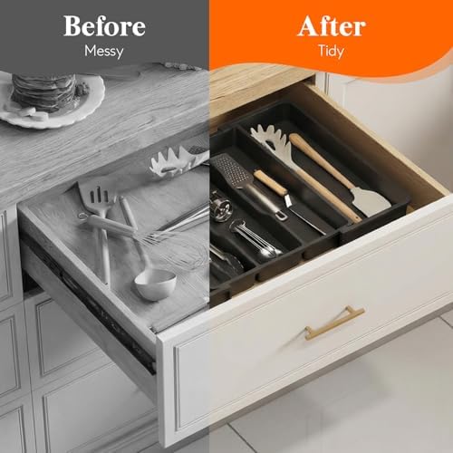 Lifewit Utensil Organizer for Kitchen Drawers, Expandable Utensil Tray