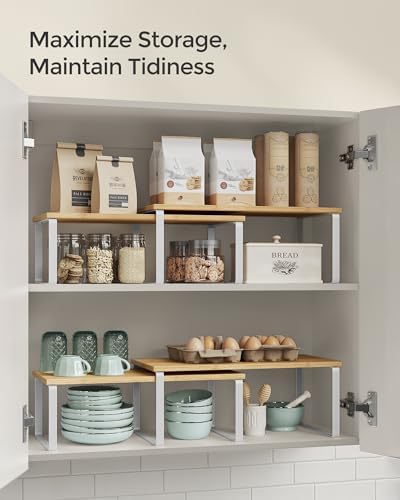 SONGMICS Cabinet Organizer Shelf, Set of 2 Spice Rack, Kitchen Storage