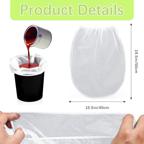 35 Pcs Paint Strainer Bags 5 Gallon, Bucket Paint Filters Strainer 5 Gal with Stretchable Elastic Top Opening paint Screen for 5 Gallon Bucket Nylon White Fine Mesh Bag for Gardening, Plant Protection