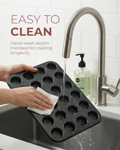 CARTMAN 24-Cup Mini Muffin Pan, Nonstick Carbon Steel Mini Cupcake Tin