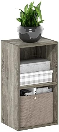 Furinno PASIR Book Shelf, 2-Tier Modern Bookshelf, Open Shelves Bookcase 9 x 12 x 21, Easy Assembly, for Living Room, Bedroom, Home Office, French Oak