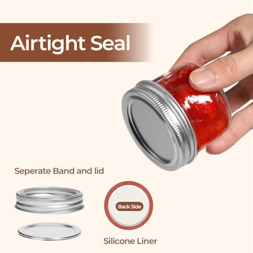 ComSaf 4 oz Mason Jars Bulk Set, 24 Pack Regular Mouth Jars with Lids