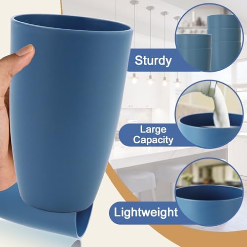 20 OZ Large Drinking Cups, Unbreakable Plastic Tumblers - Blue