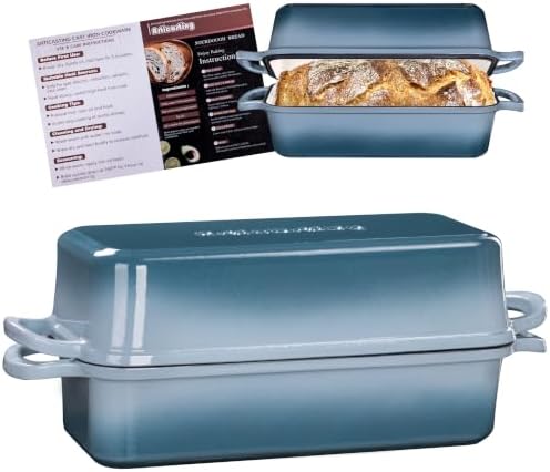 Cast Iron Loaf Pan with Lid, 11x5 Inch 5.8 Qt Sourdough Pan