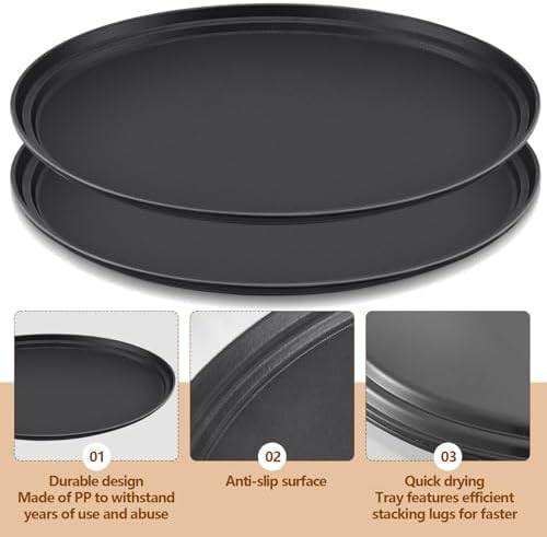 FillTouch 4 Pcs Restaurant Serving Trays Oval, 24 x 29 Inch, Black