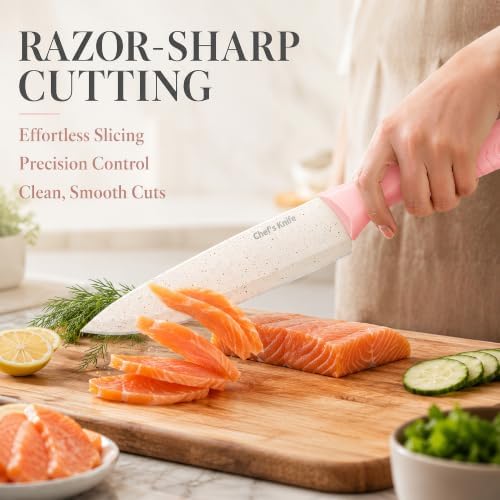 Knife Set with Built-in Sharpener Block, Dishwasher Safe