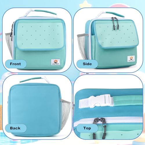 CaCTOUR Lunch Box Kids,Fun Color Lunch Box for Boys,Large Soft Cooler Lunch Bag for Kids,Back to School Thermal Insulated Lunch Tote Bag for School Daycare Outdoor (Teal)