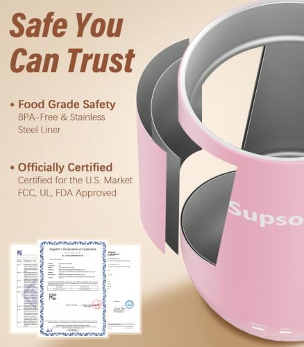 Supsonic - 16oz Self Heating Coffee Mug, Smart Heated Coffee Mug Faster Direct-Contact Heating Up to 149°F, Coffee Mug Warmer Set with Auto Shut-Off - Gifts for Men Women | S2