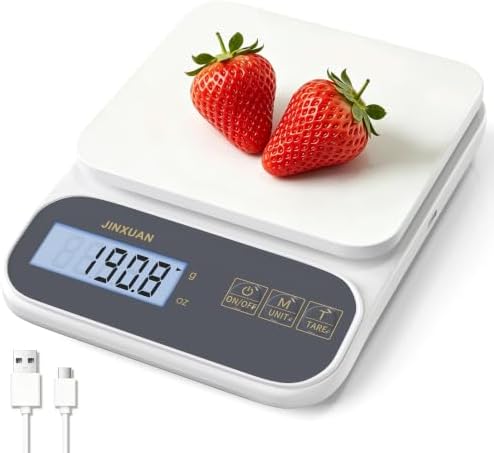 Kitchen Scale 5kg/0.1g Precision Food Scales for Kitchen Digital Scale Grams for Cooking Baking Weight Loss, Rechargeable Coffee Scale Food Weight Scale with Large Backlit LCD Display USB Cord