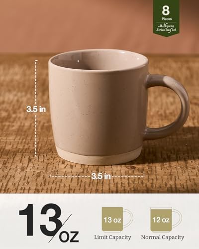 famiware Milkyway Coffee Mugs of 8, 13 oz Mug Set, Ceramic Cup with Handle