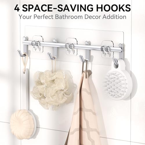 YASONIC Shower Caddy Adhesive, Rustproof Shower Organizer with Soap Holder, Large Capacity Shower Shelves for Inside Shower, No Drilling Bathroom Organizers and Storage for Home Decor（6 Pack Silver）