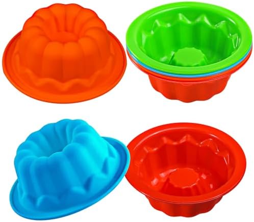 Webake 4 Inch Silicone Mini Fluted Cake Molds 8 Pack Fluted Tube Cake Pan, Non-stick Baking Cups Reusable Muffin Donut Pan